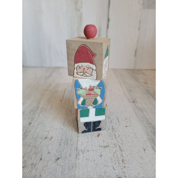 Vintage changing Santa block wooden home decor unique Xmas figure - Picture 7 of 8